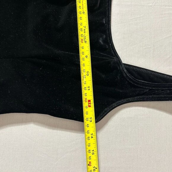 Vintage Papillon Blanc Black Velvet Cropped Tank Top, Women's Size Small - Picture 3 of 5